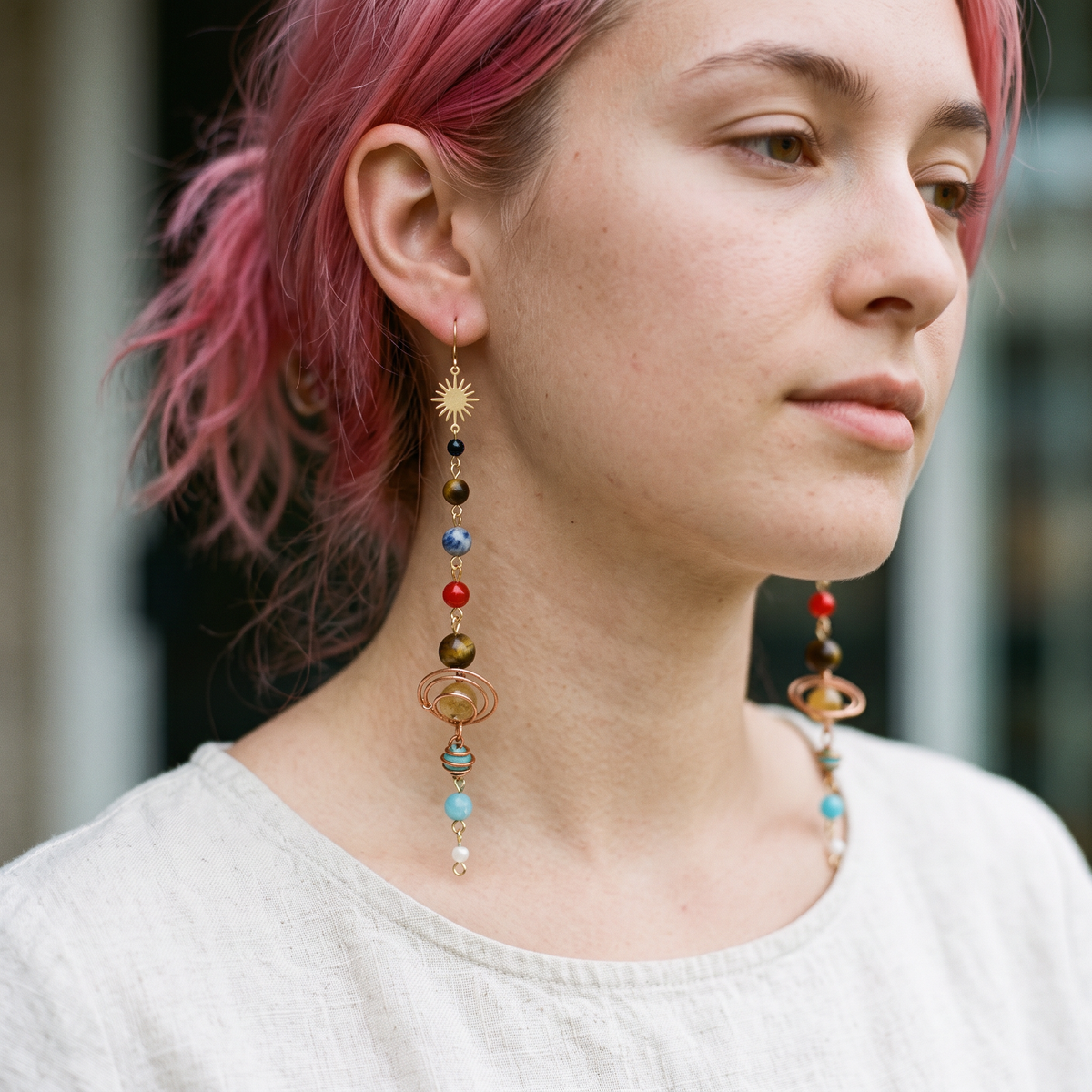 Solar System Shoulder Duster Earrings | 5.2" Long