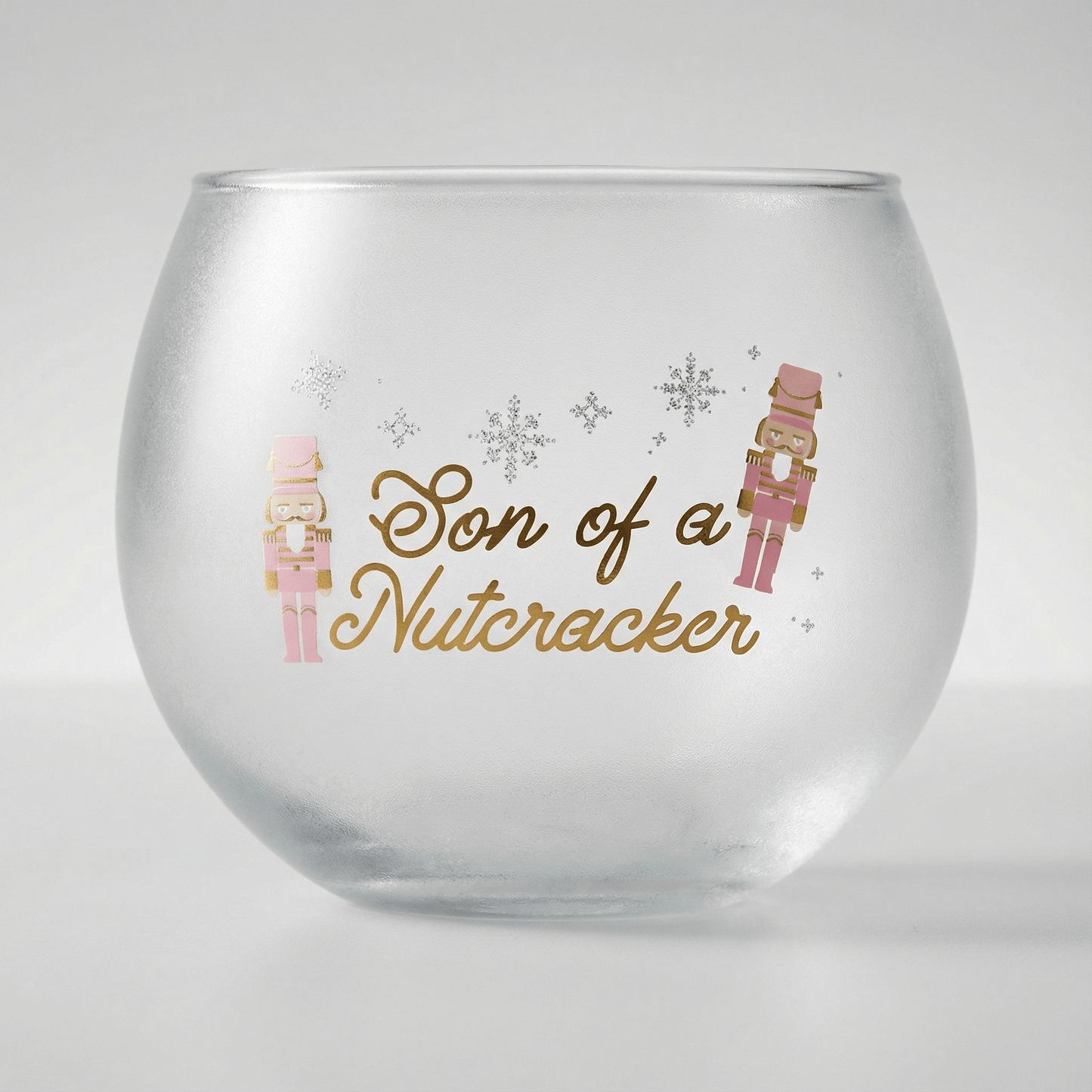 Son of a Nutcracker Roly Poly Glass | Festive Holiday Drinkware | 13oz