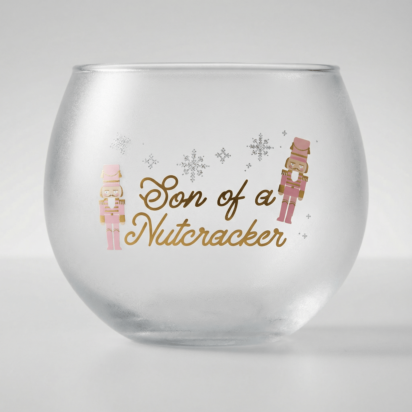 Son of a Nutcracker Roly Poly Glass | Festive Holiday Drinkware | 13oz