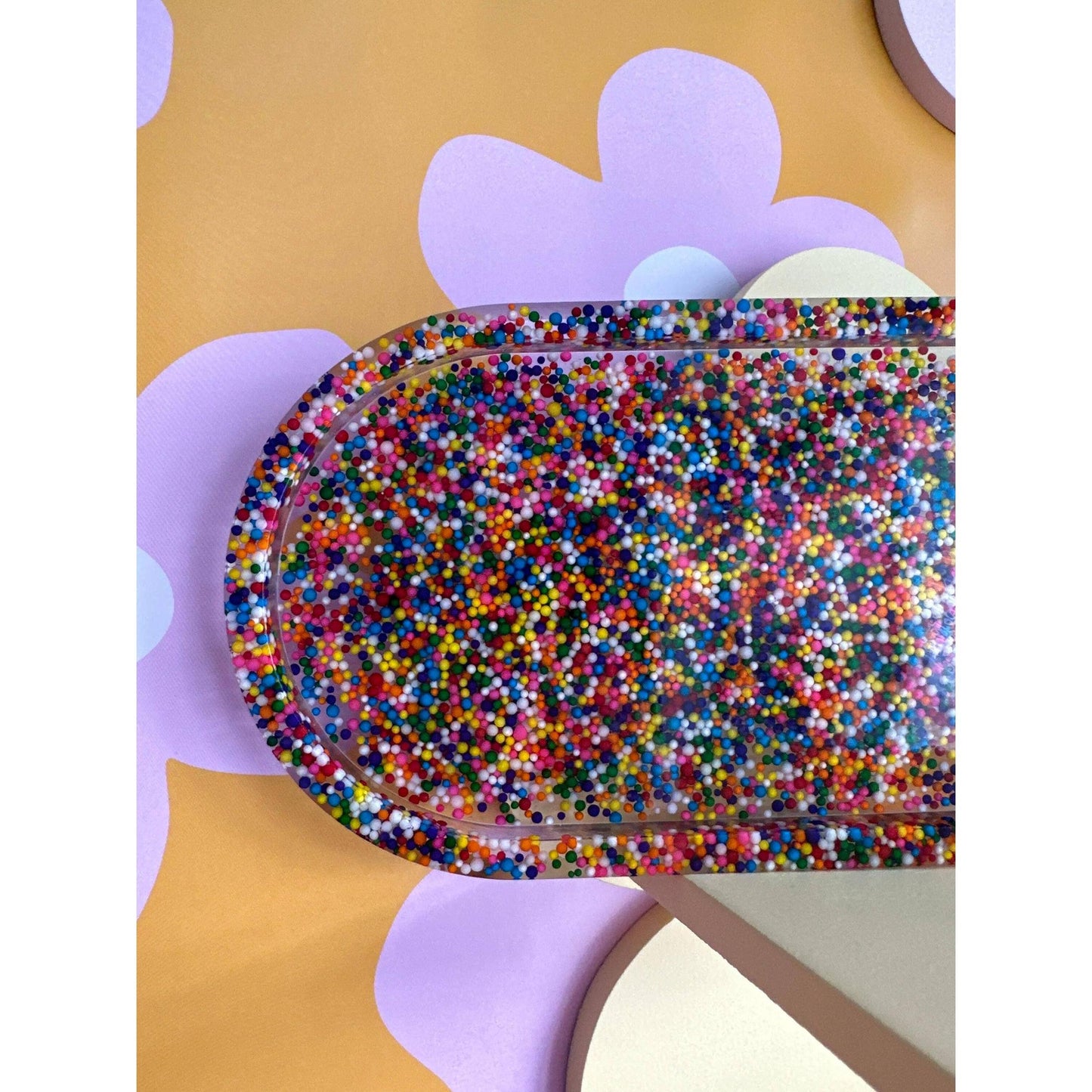 Sprinkle Tray | Hand Poured Resin Tray With Colorful Sprinkles | Decorative Catchall Trinket Tray