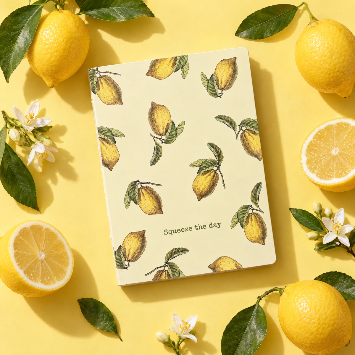 Squeeze The Day Journal | Lemon Designs Double-sided 160 Lined Pages Notebook-Primitives by Kathy-The Bullish Store