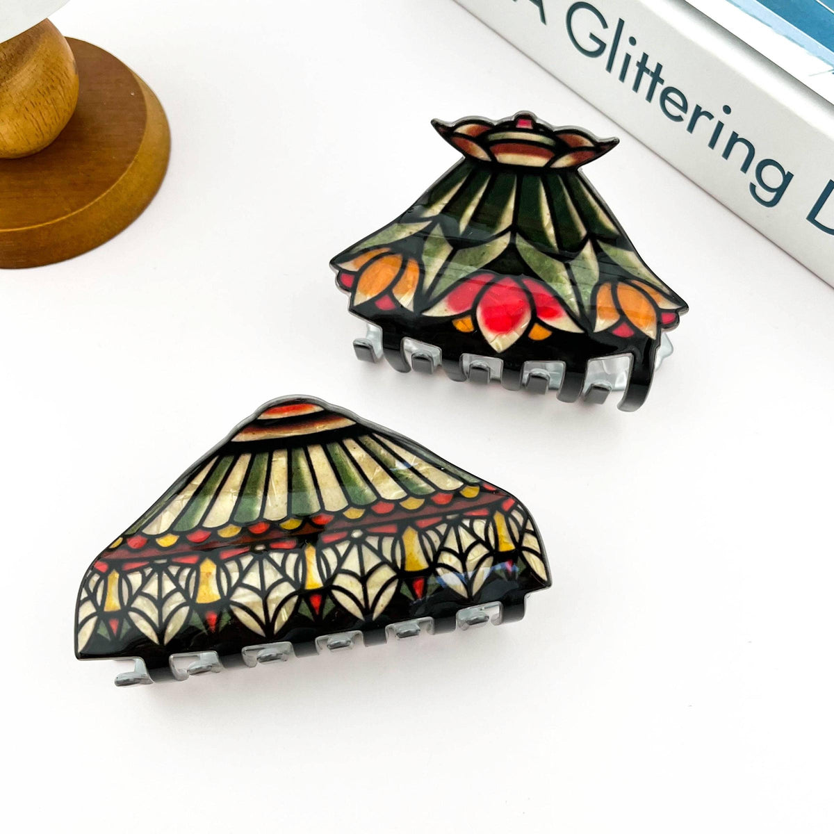 Stained Glass Floral Acrylic Hair Claw-SoapElenGlen-The Bullish Store