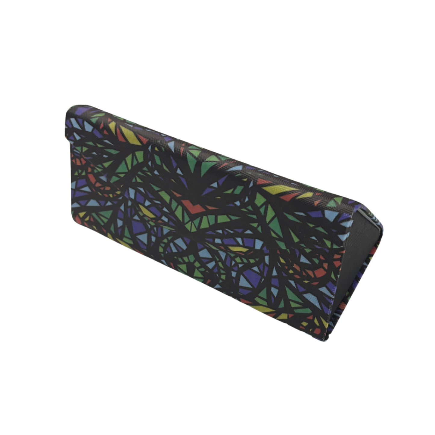 Stained Glass Print Folds-Flat Eyeglasses Case | Magnetic Closure, Velvet Lining