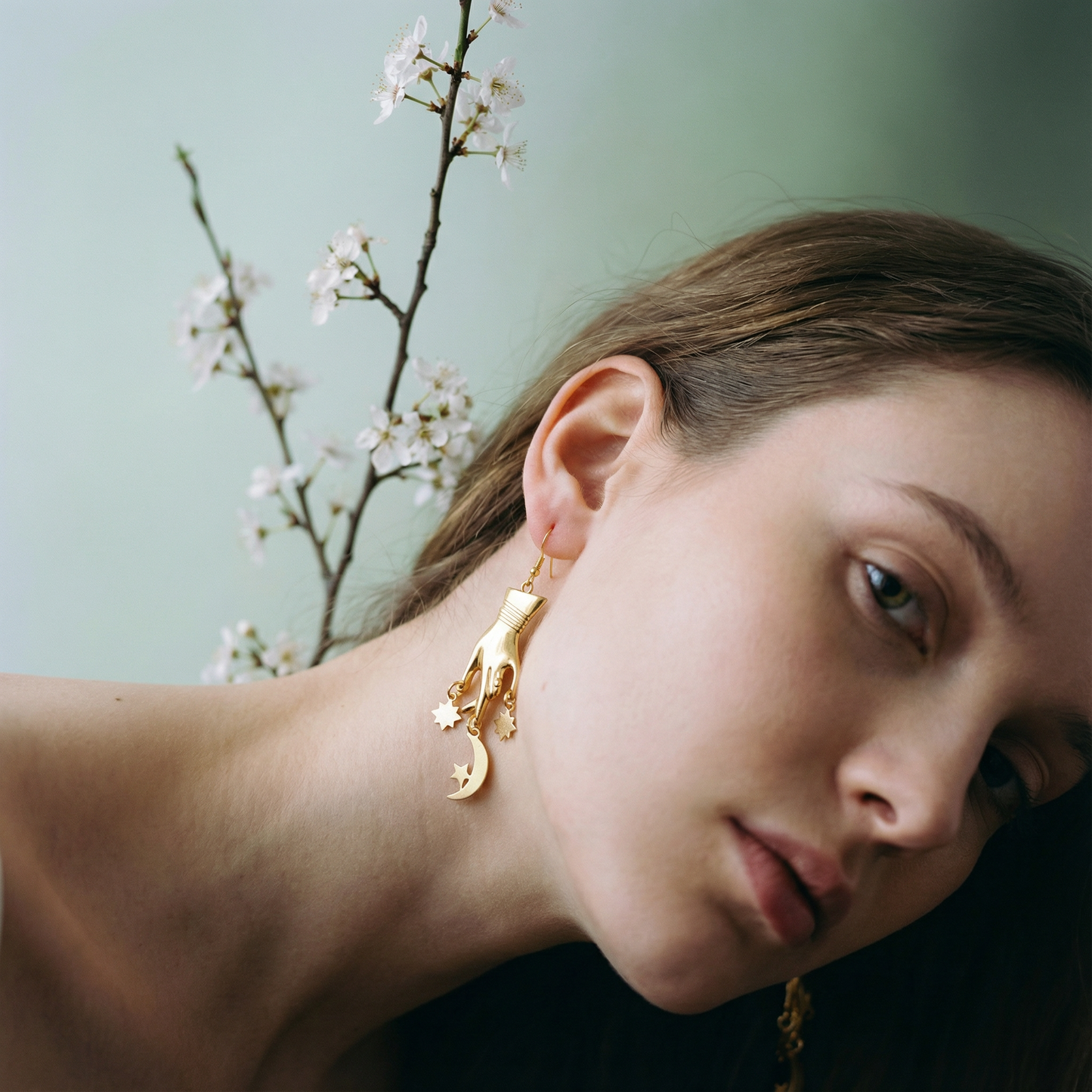 Star Moon Hands Pendant Earrings | Celestial Theme Hook Earrings