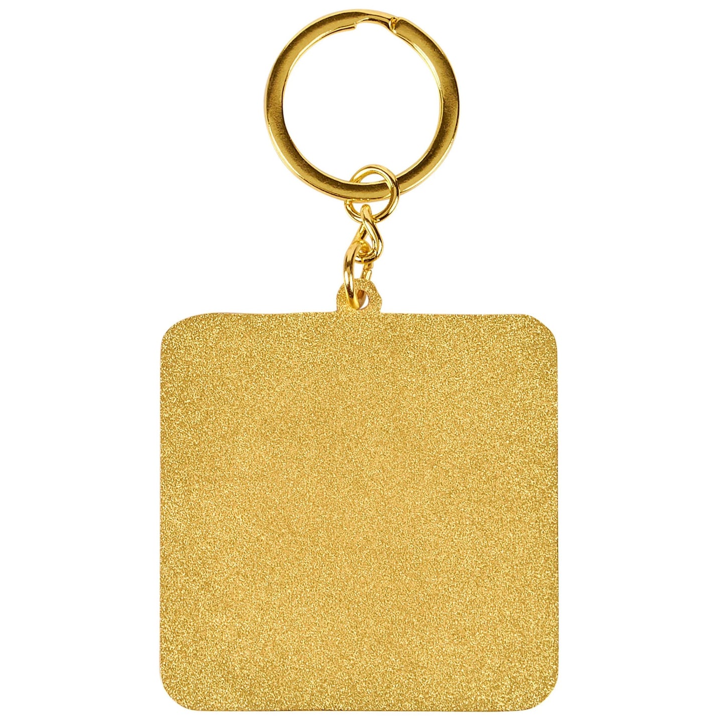 Back of a gold keychain