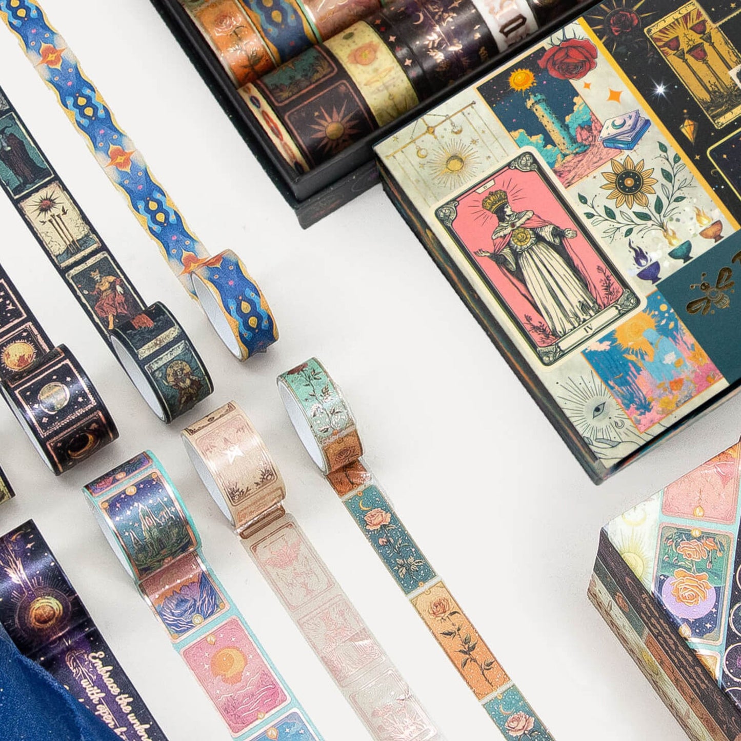 Starry Divination Washi Tape Set | 23 Rolls Gold Foil Decorative Tapes | Celestial Astrology Moon & Stars Tapes