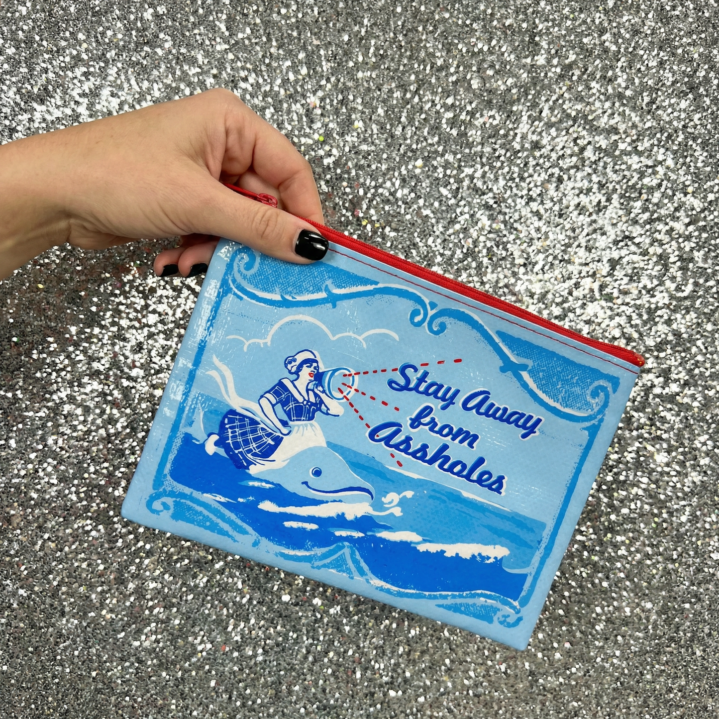 Stay Away From Assholes Zipper Pouch | 9.5" X 7.25" | BlueQ at GetBullish
