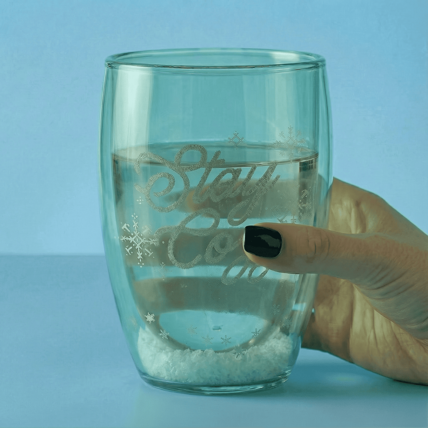 Stay Cozy Double-Wall Stemless Glass | Snowflake Holiday Drinkware | 10oz
