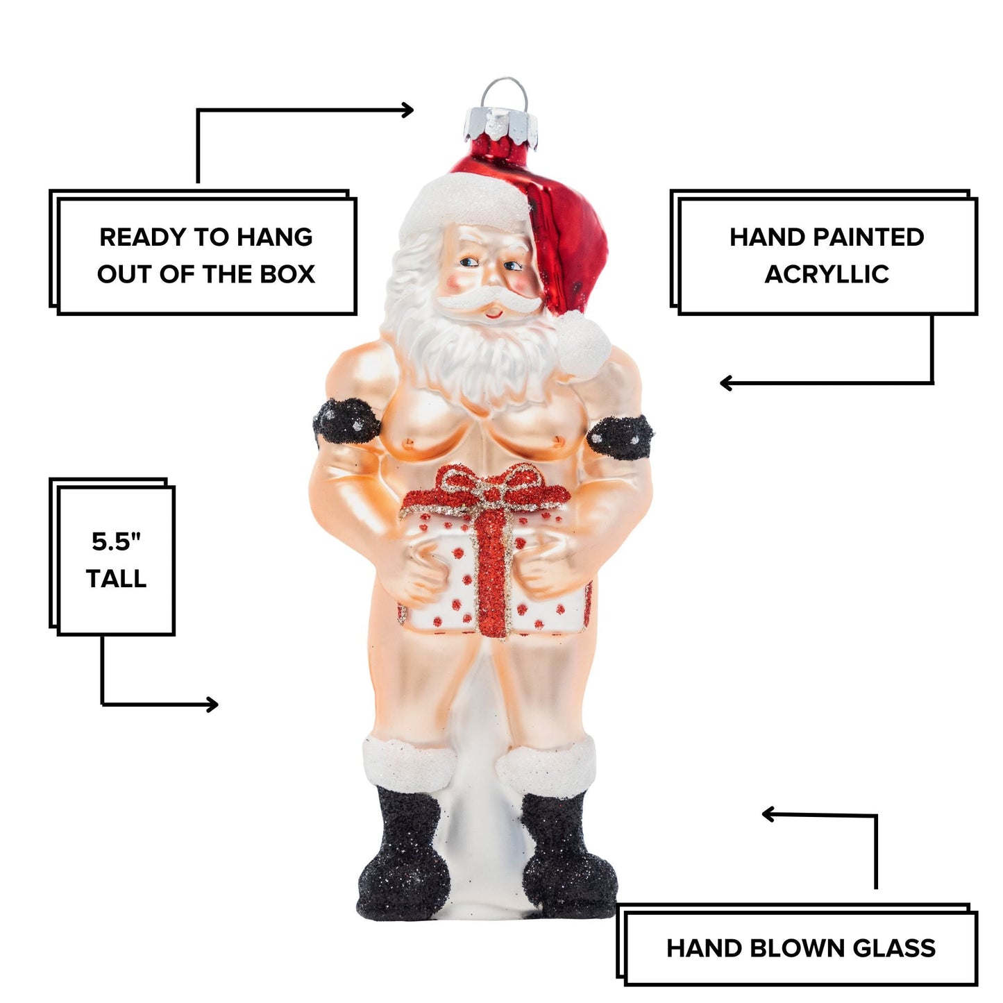 Stiff Package Hand-Blown Glass Christmas Holiday Ornament | Naughty Funny Xmas Gift