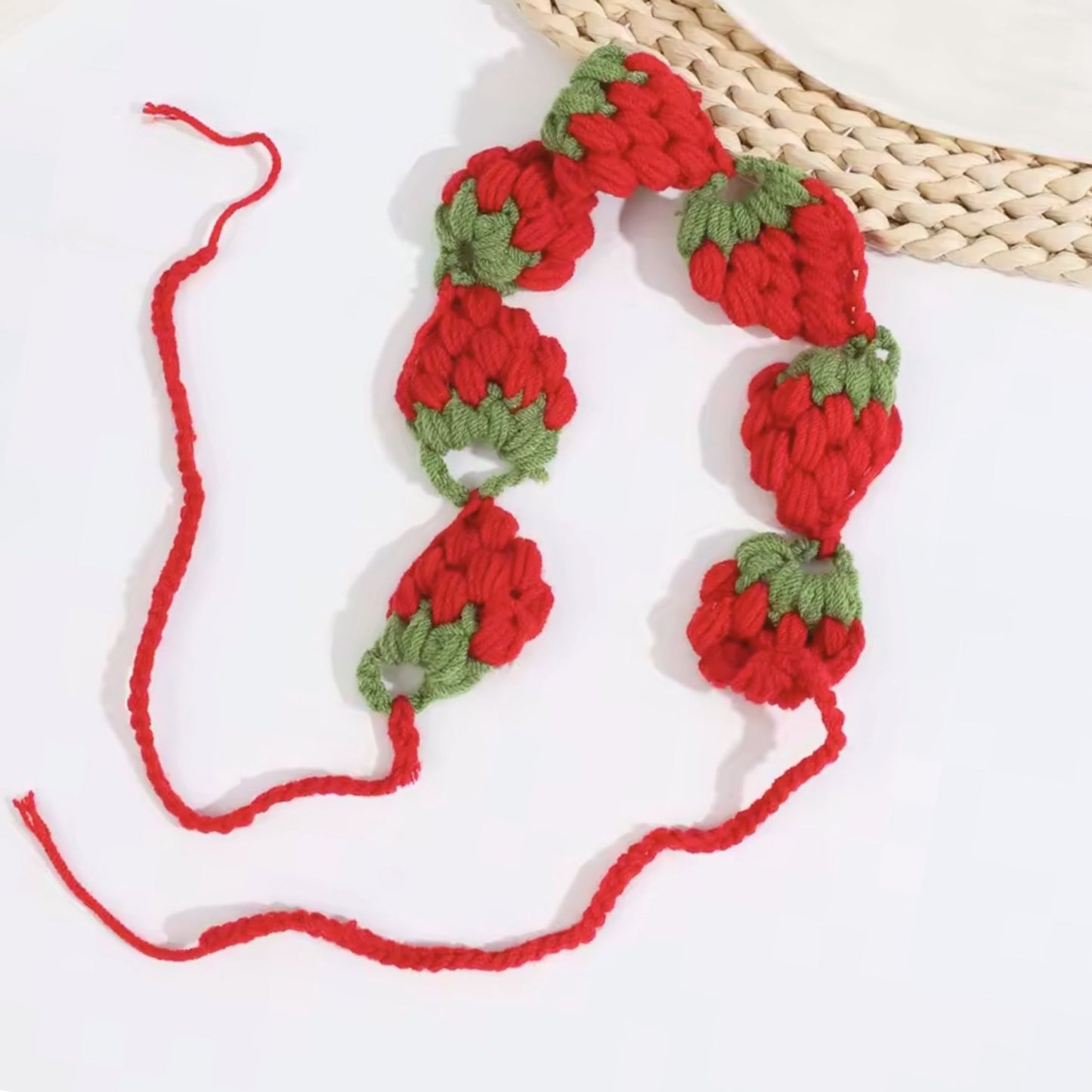Strawberry Handwoven Headband in Red