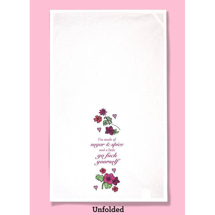 Sugar and Spice and GFY Dishtowel | Hangable Sweary Funny Saying Cotton Towel