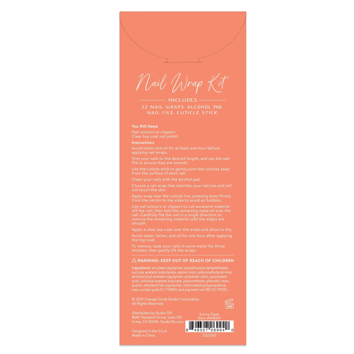 Sunny Daze Nail Wrap Kit | Yellow Sun Shine Nail Care Arts Tools Accessories | On-the-go Travel Kit