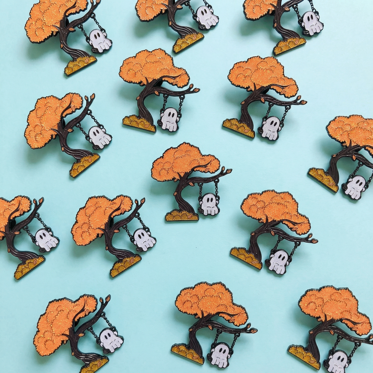Swinging Cute Ghost Enamel Pin with Glitter | Ghost Actually Swings on Chains!