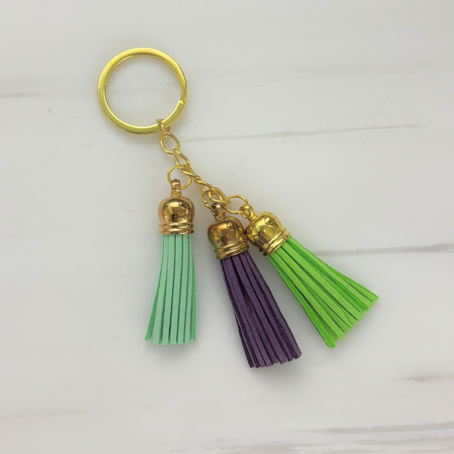 Tassel Keychain | Faux Leather | Gold Hardware | 4 Color Styles-Paper & Quartz-The Bullish Store