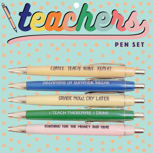 Teachers Funny Pen Set on Gift Card | Set of 5 | Teaching for the Money and Fame, Dreaming of Summer Break...