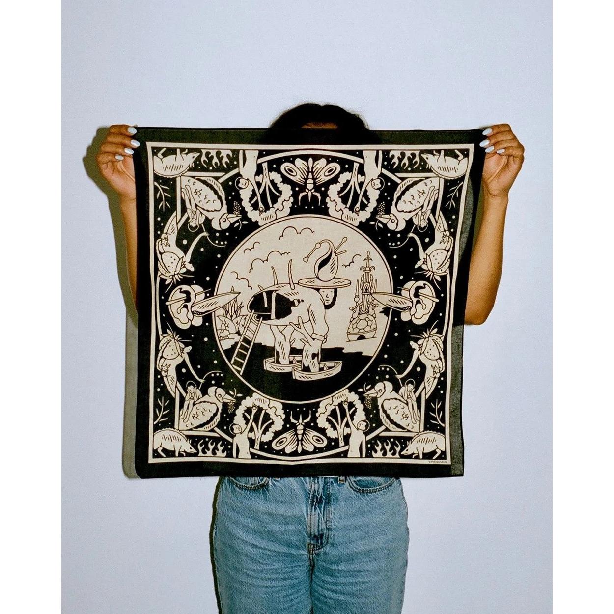 The Hieronymous Bosch Inspired Bandana | Surreal Art Cotton Scarf | 22" x 22"