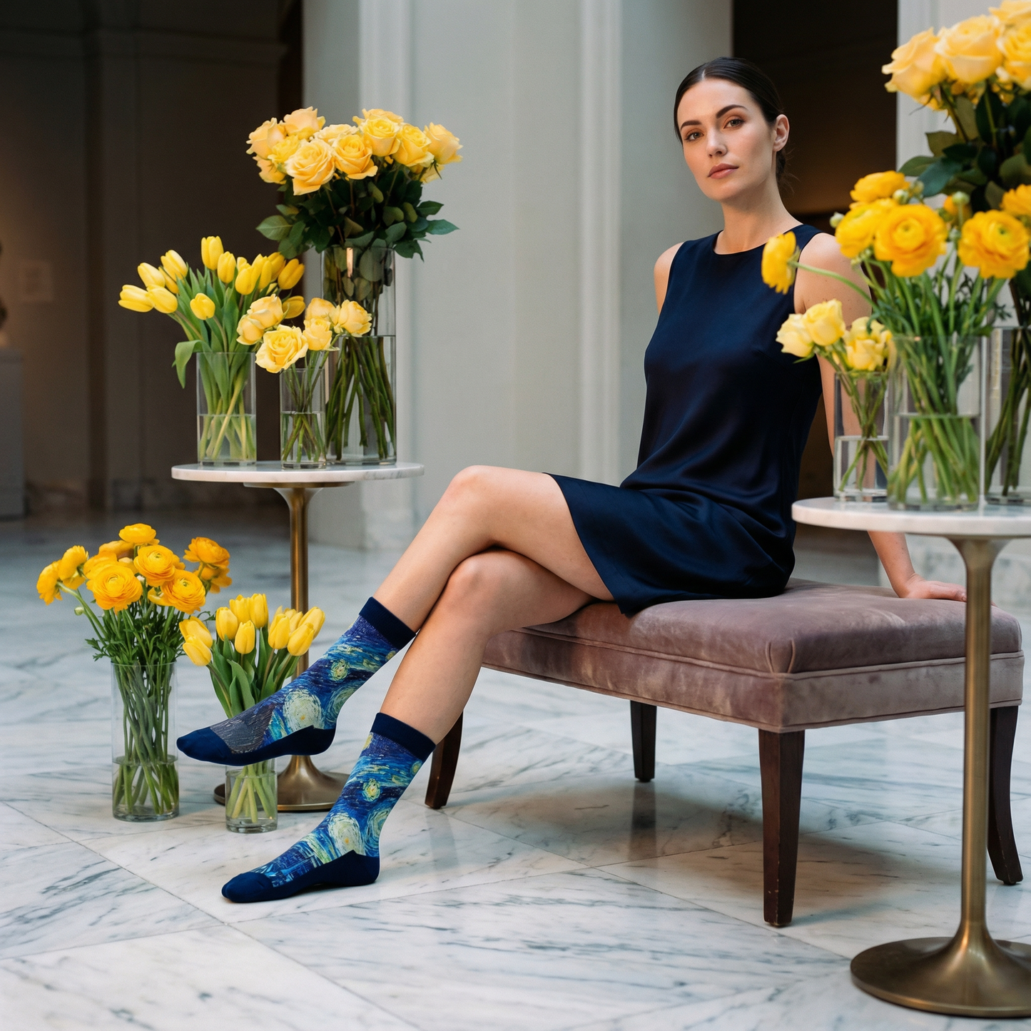 The Starry Night Art Women's Crew Socks | Vibrant Van Gogh-Inspired Crew Socks