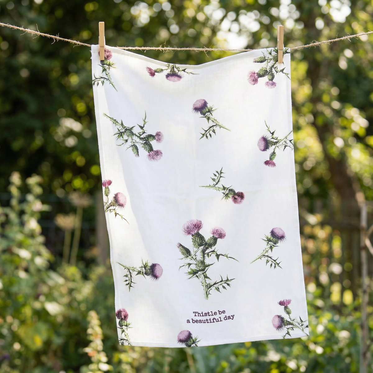 Thistle Be A Beautiful Day Punny Dish Cloth Towel | Cotten Linen Novelty Tea Towel | Cute Kitchen Hand Towel | 18" x 28"