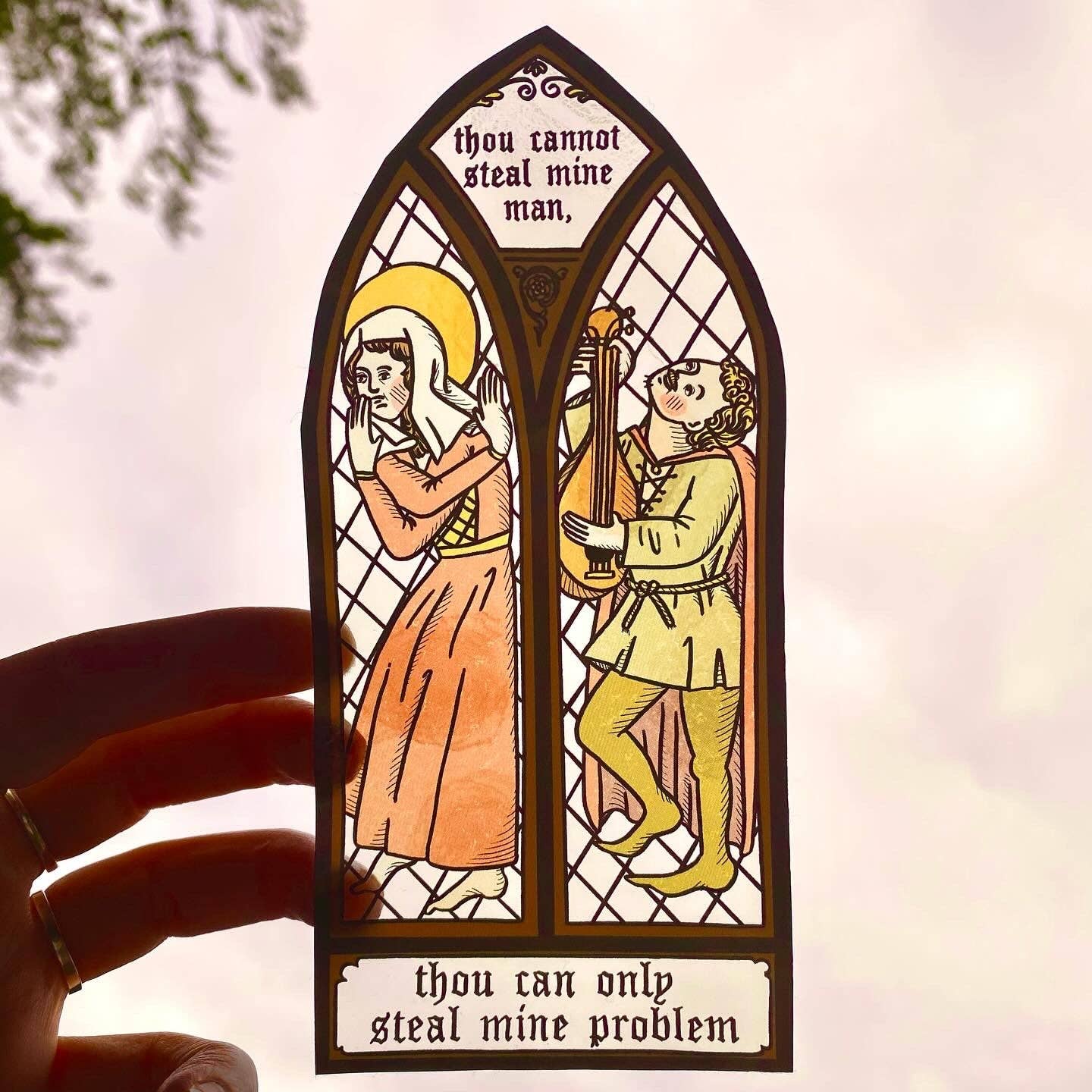 Thou Cannot Steal Mine Man Medieval Stained Glass Sticker