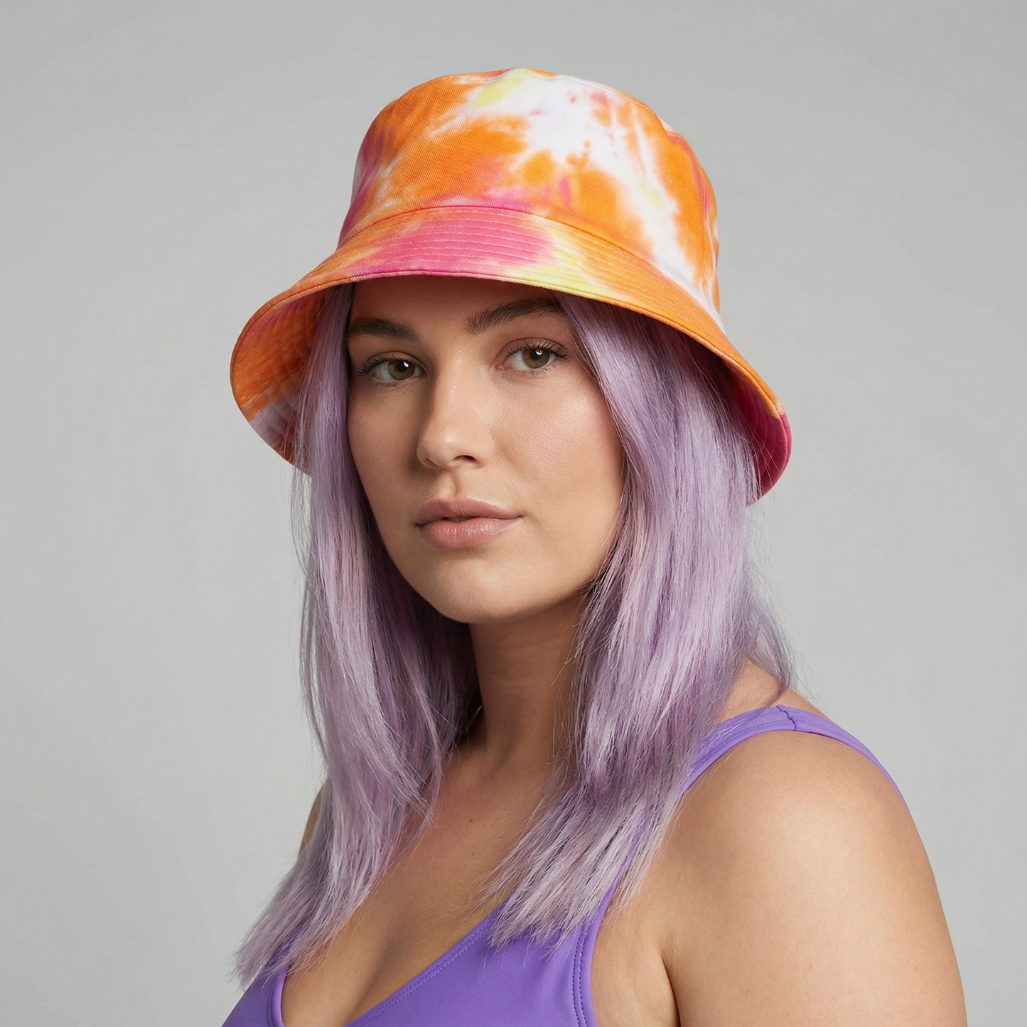 Tie-Dye Bucket Hat in Pink and Orange '90s Style Retro Gen Z Aesthetic