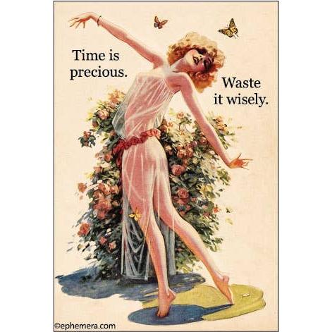 Time Is Precious Waste It Wisely Magnet | Funny Vintage Humor Fridge Magnet