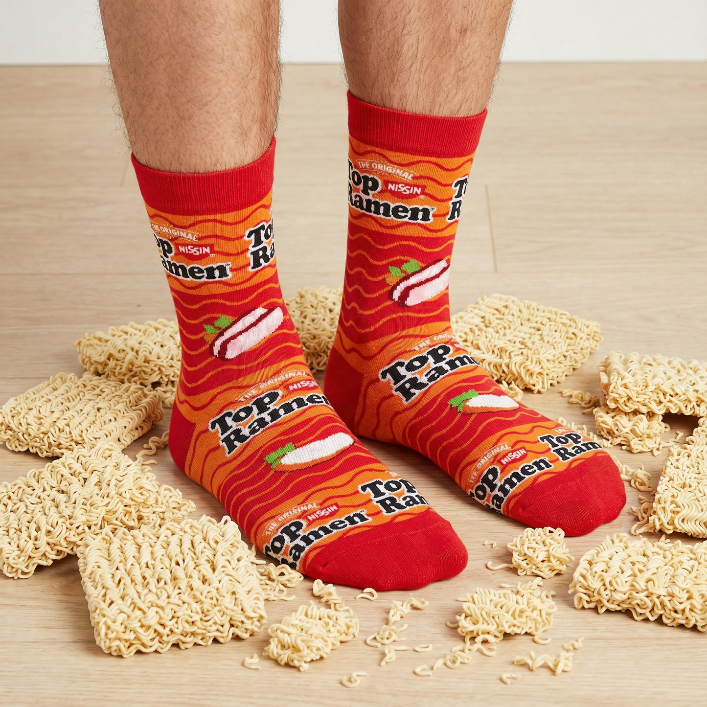 Top Ramen Chicken & Beef Men’s Crew Socks | Crazy Socks Fun Food Style