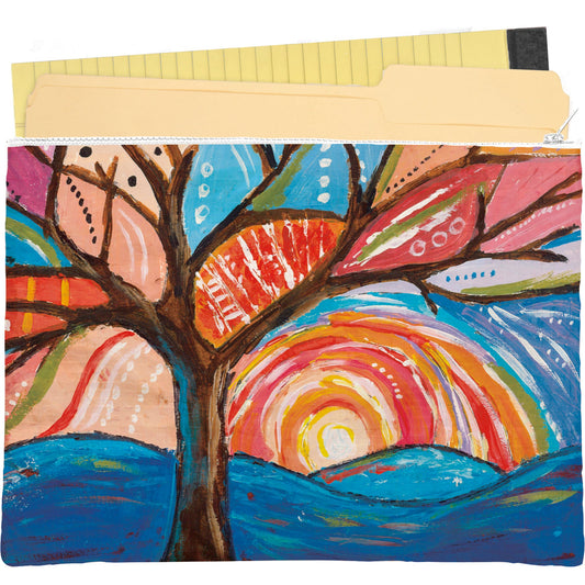 Tree Zipper Folder | Organizer Pouch Recycled Material | 14.25" x 10"