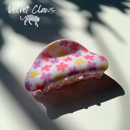 Velvet Claws Hair Clip | The Frenchie in Mod Petals | Claw Clip in Velvet Travel Bag