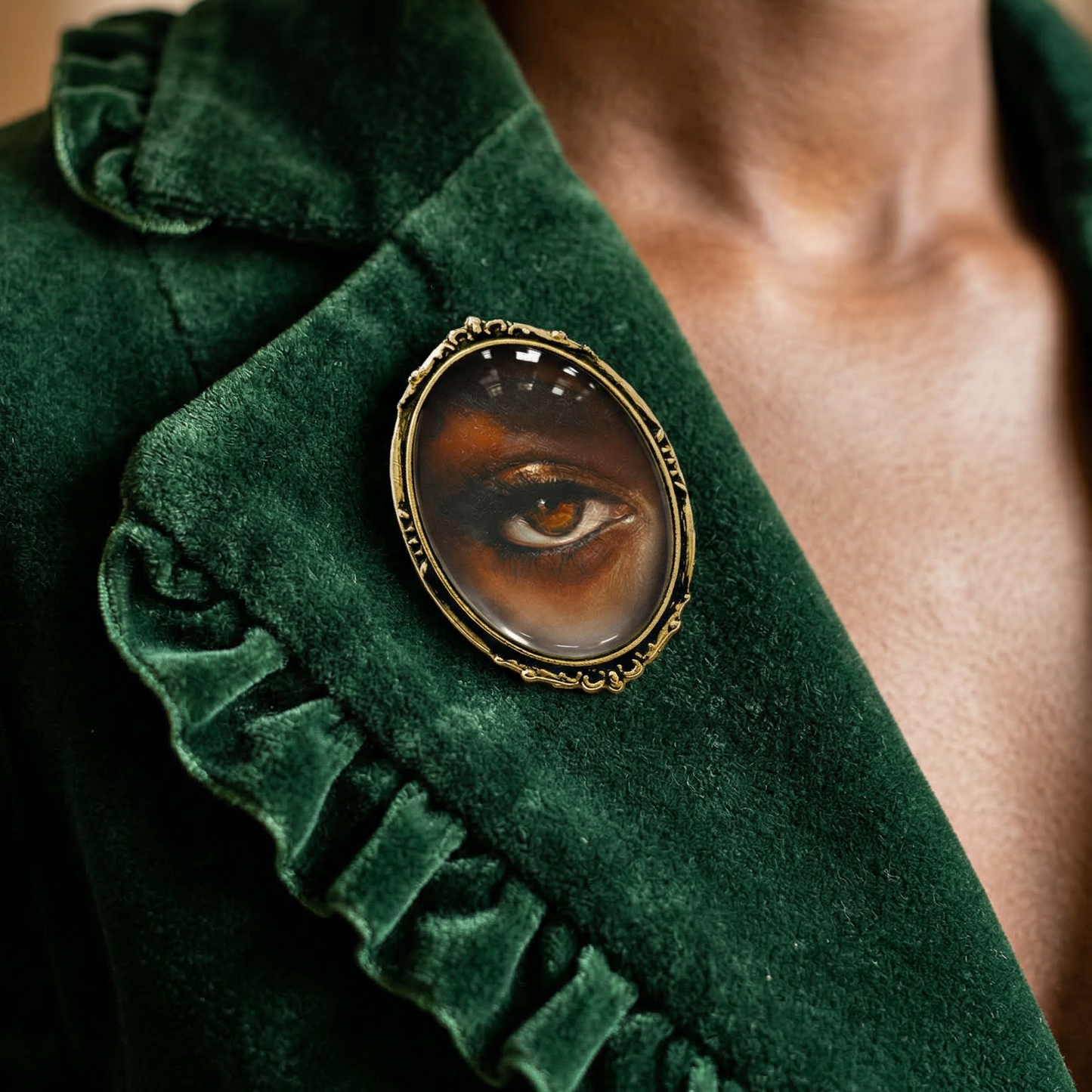 Vintage Lovers Eye Brooch African American Eye Painting Art Pin | Handmade Glass Cabochon Jewelry