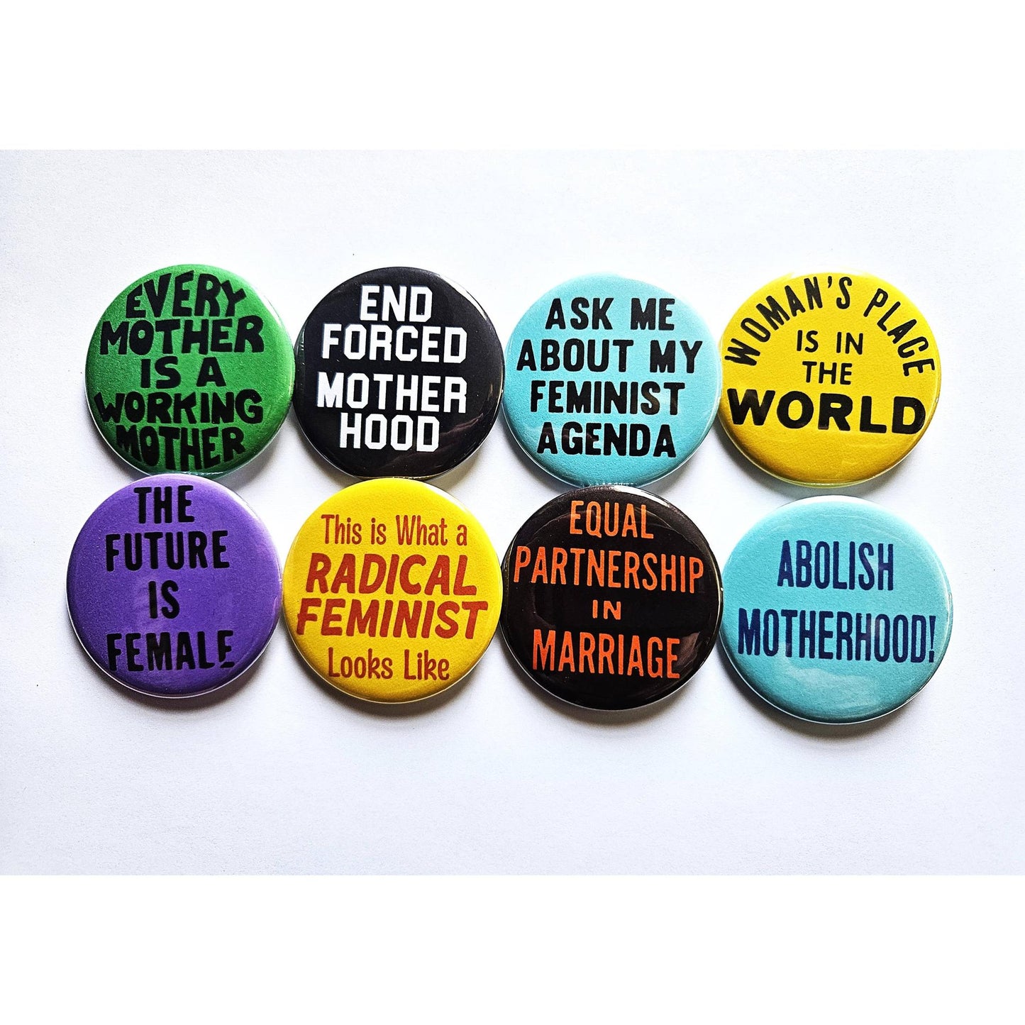Vintage Reproduction End Forced Motherhood Feminist Small Pinback Button | 1.25" Diameter