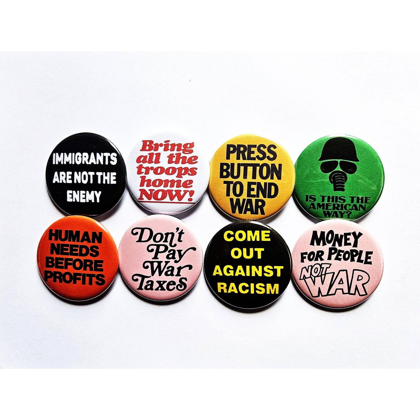 Vintage Reproduction Human Needs Before Profits Political Small Pinback Button | 1.25" Diameter