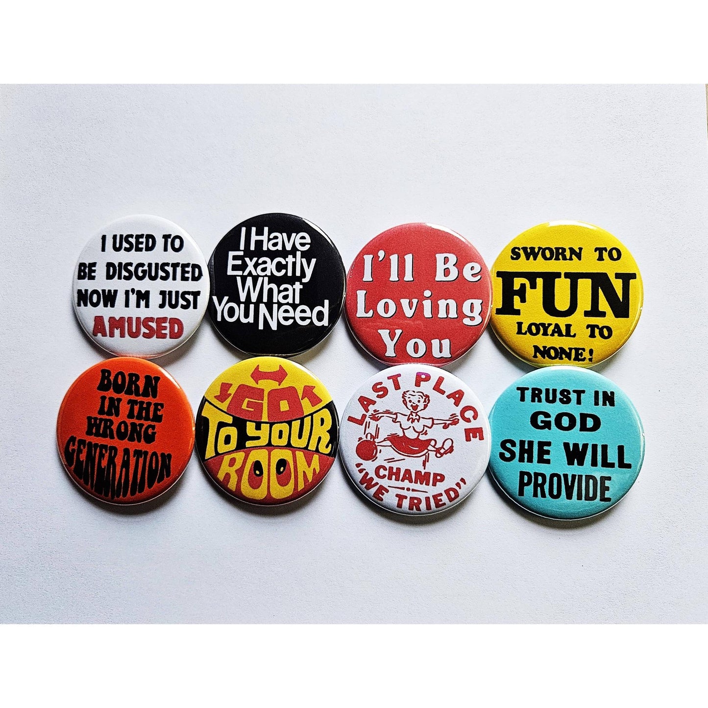 Vintage Reproduction I Used To Be Disgusted Now I'm Just Amused Small Pinback Button | 1.25" Diameter
