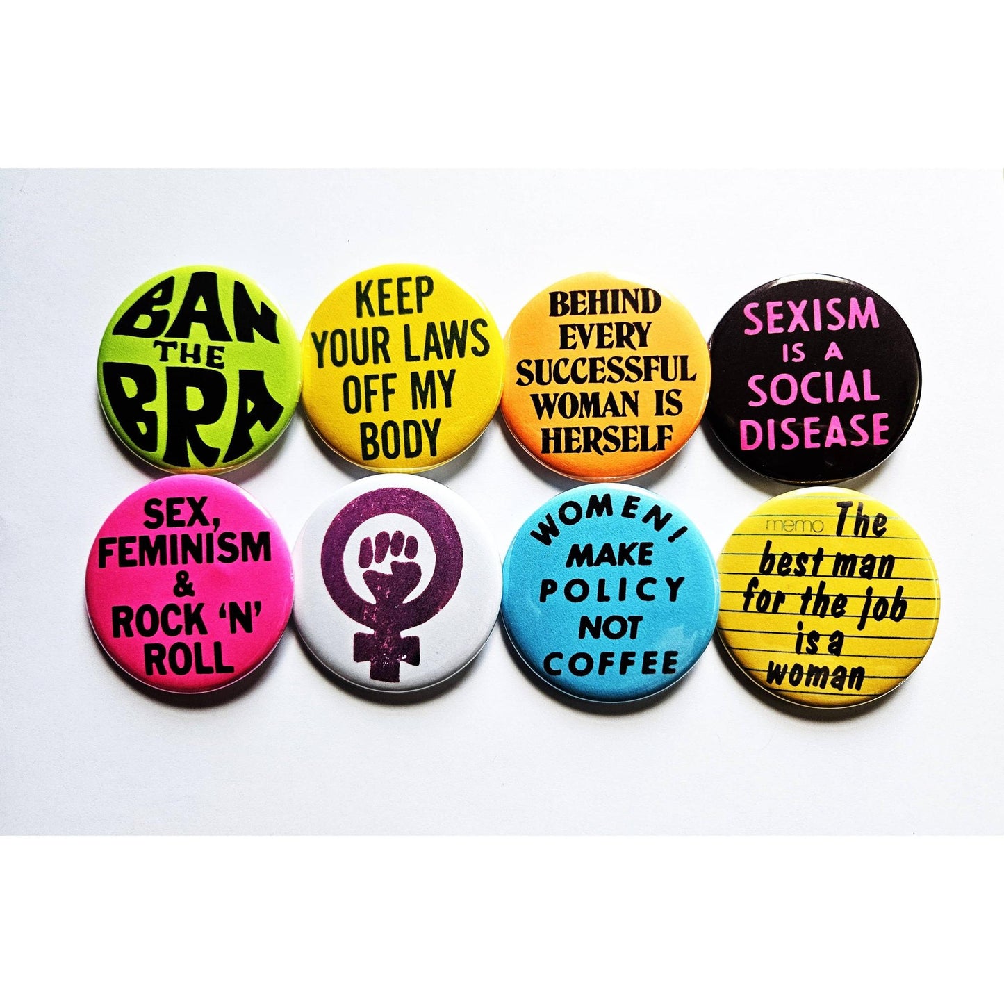 Vintage Reproduction Keep Your Laws Off My Body Feminist Pro-Choice Small Pinback Button | 1.25" Diameter