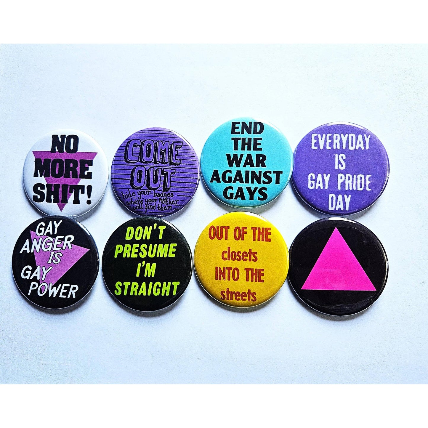 Vintage Reproduction Out of the Closets Pride Small Pinback Button | 1.25" Diameter