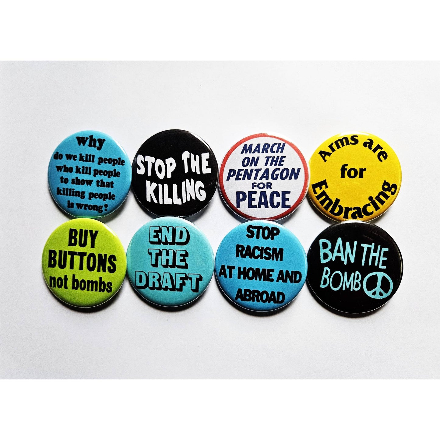 Vintage Reproduction Stop Racism at Home and Abroad Political Small Pinback Button | 1.25" Diameter