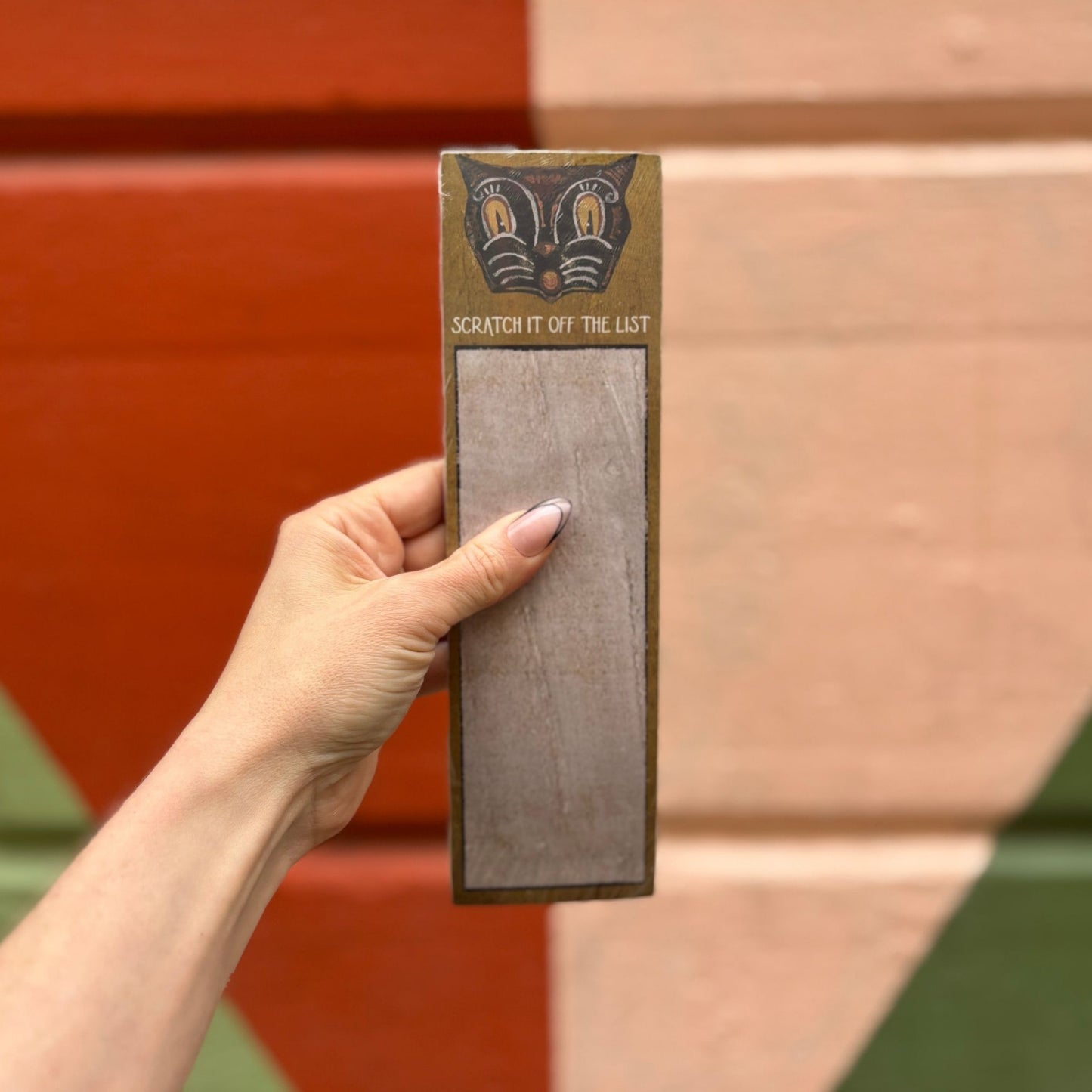 Vintage Tattoo Art "Scratch It Off The List" Magnetic List Pad | Cat Face Notepad