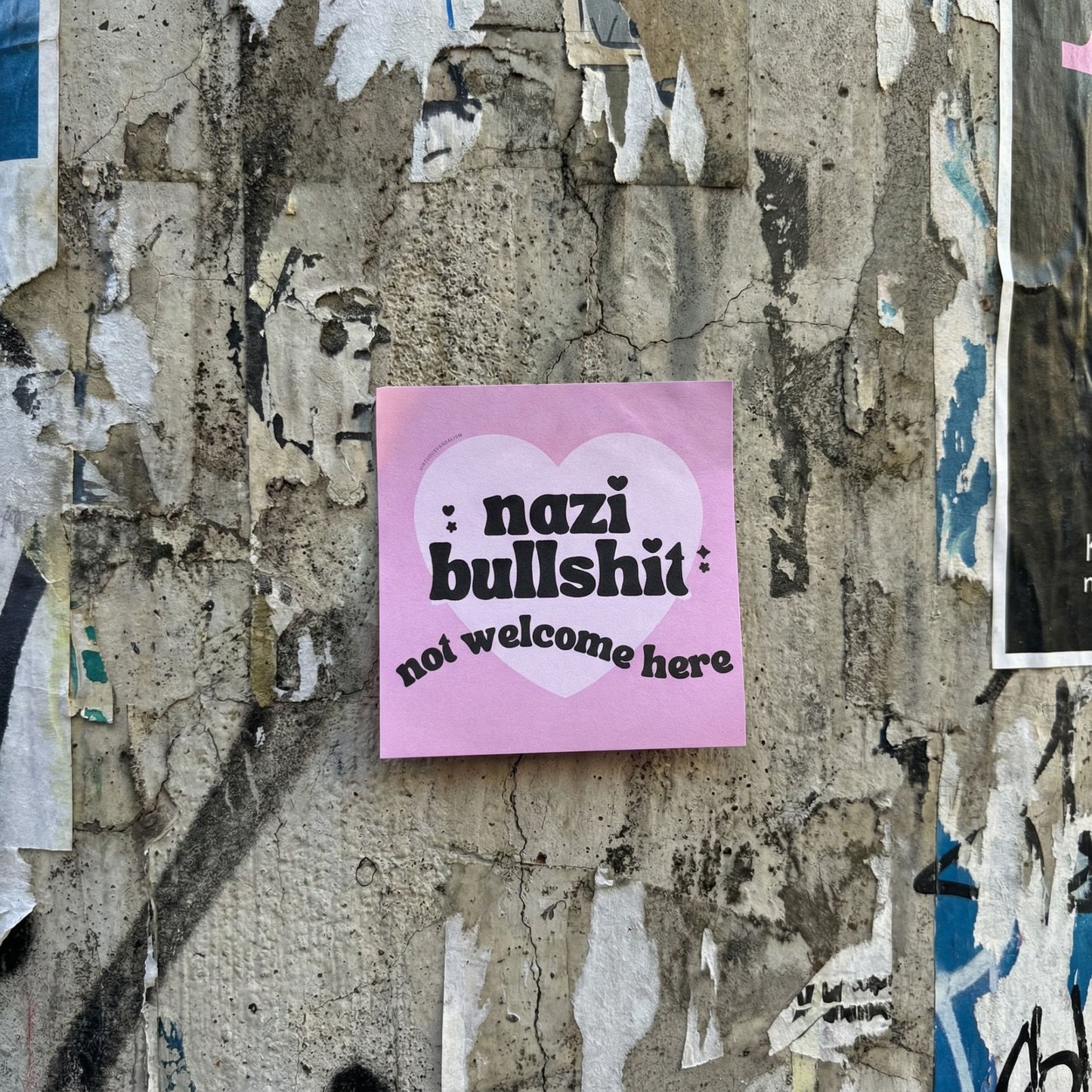 Virtuous Vandalism “Nazi Bullshit Not Welcome Here” Sticky Notes 3" x 3" Pack of 50 | Combat and Cover Offensive Public Messages with Adhesive Protest Notes