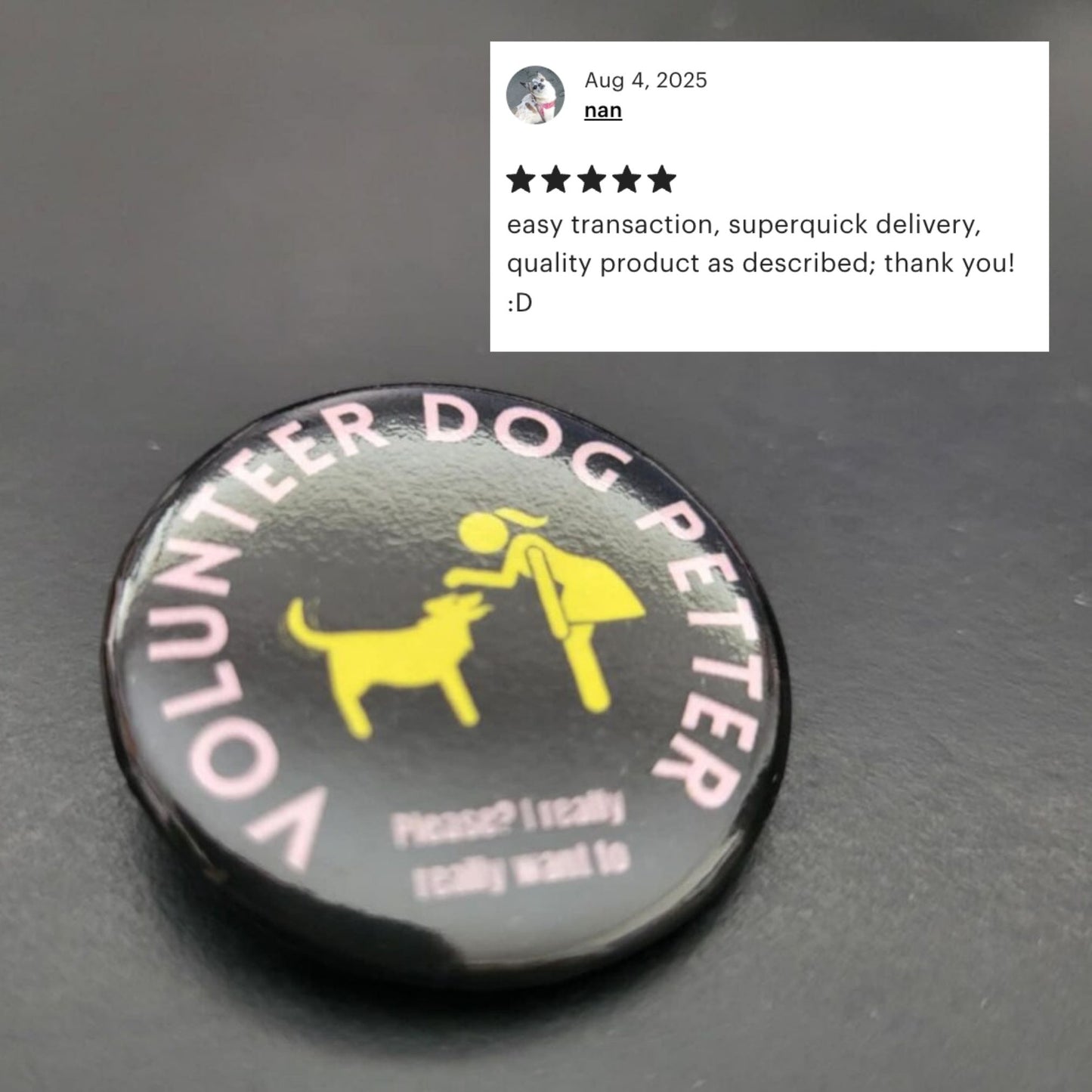 Volunteer Dog Petter 1.25" Pinback Button | Dog Lover Badge