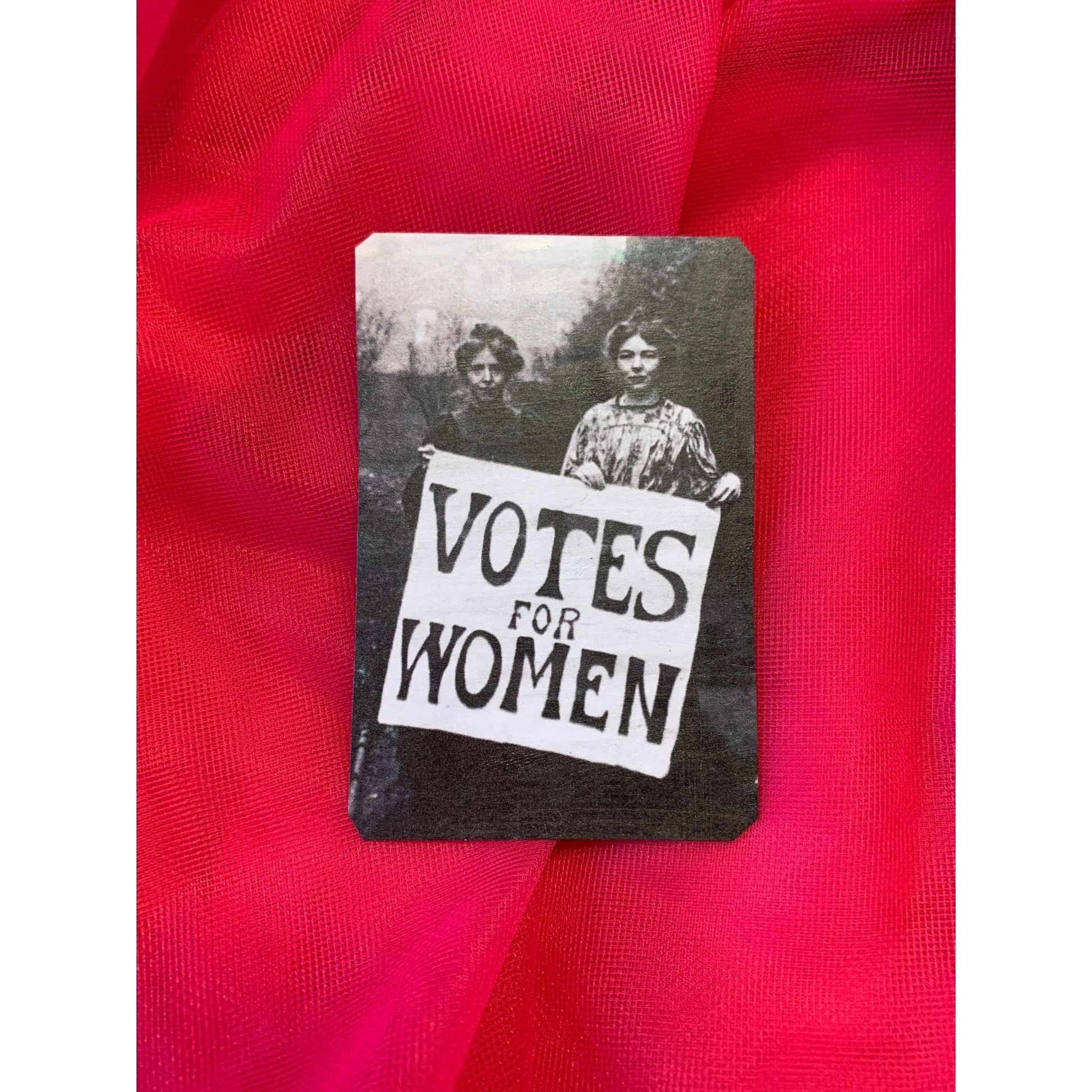 Votes For Women Handmade Tin Magnet in Black and White