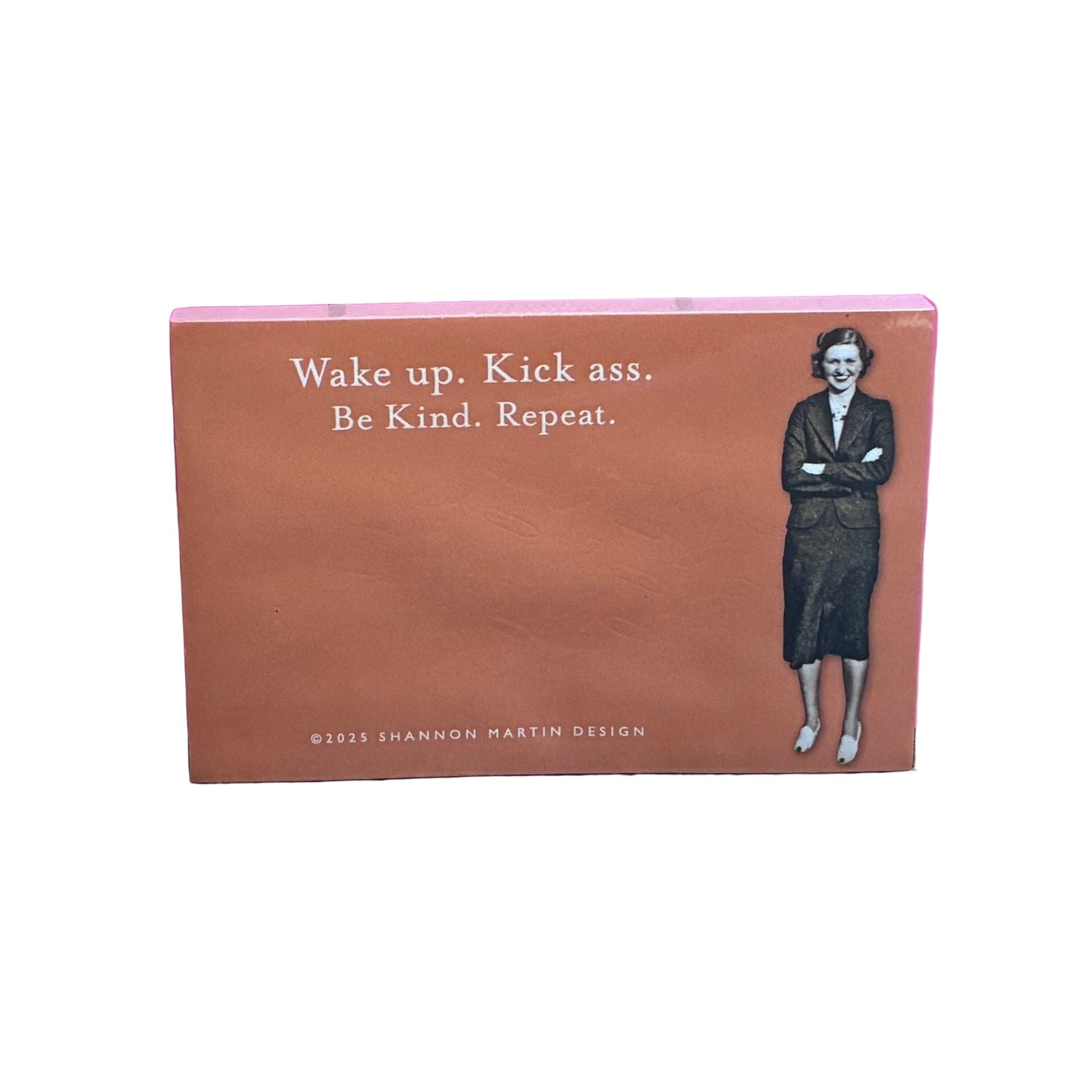 Wake Up Kick Ass Sticky Note in Orange | Funny Vintage Sticky Notes | 75 Sheets