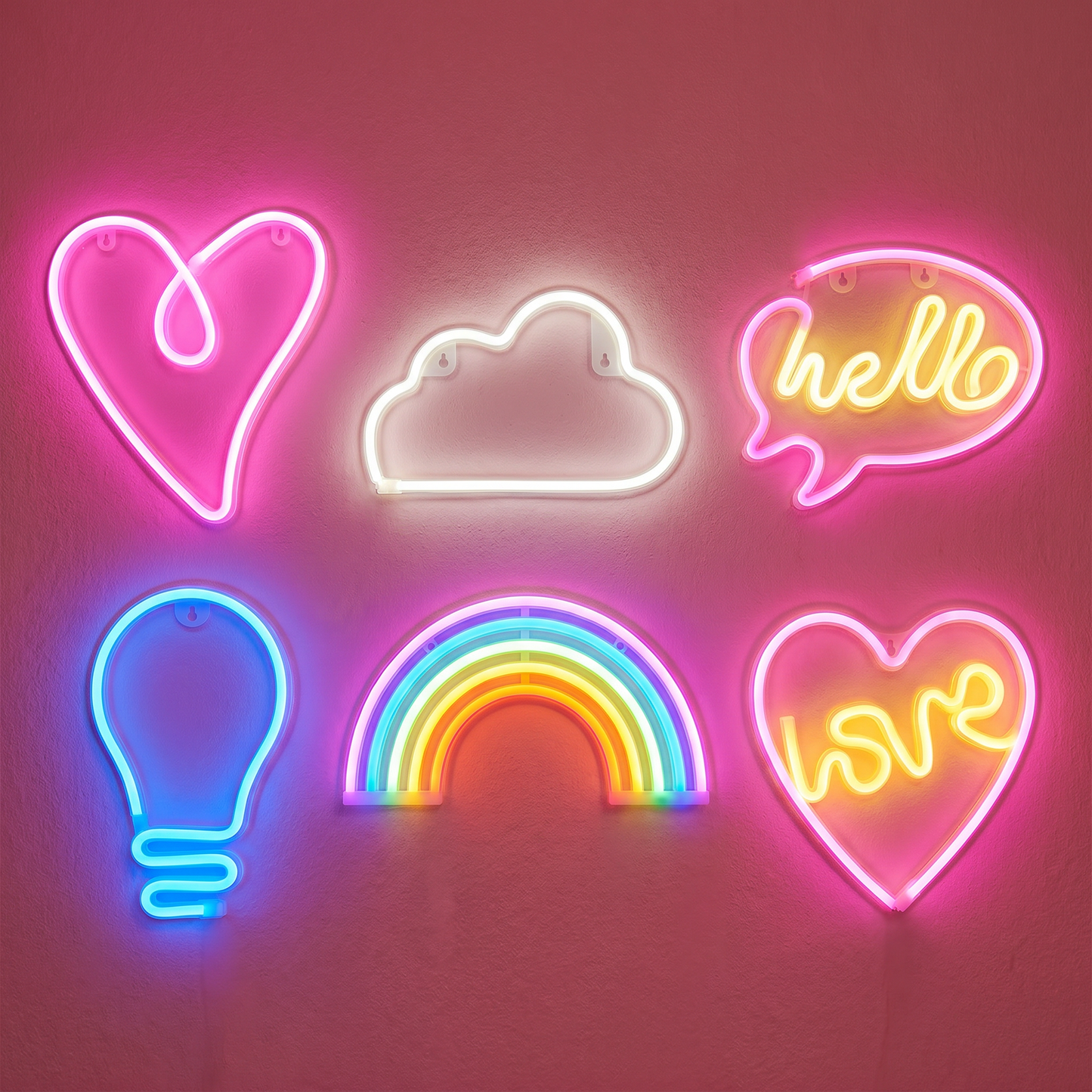 Wall Decor Neon Lights | Maximalist Dopamine Style LED Novelty Shaped Lighting - 6 Styles