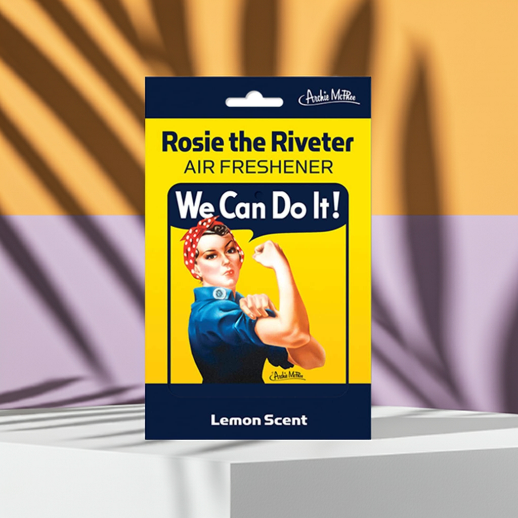 Rosie the Riveter Hanging Air Freshener in Lemon Scent | Feminist Symbol Car Air Freshener