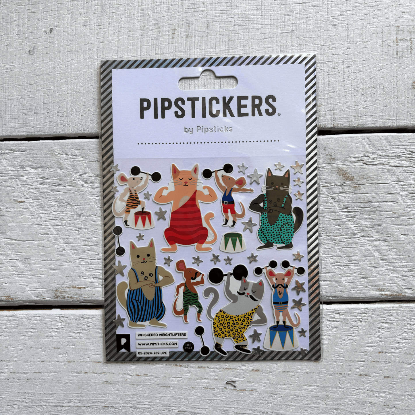 Whiskered Weightlifters PipStickers | Adorable Cats & Mouse Decorative Decals | Sticker Lovers Collection