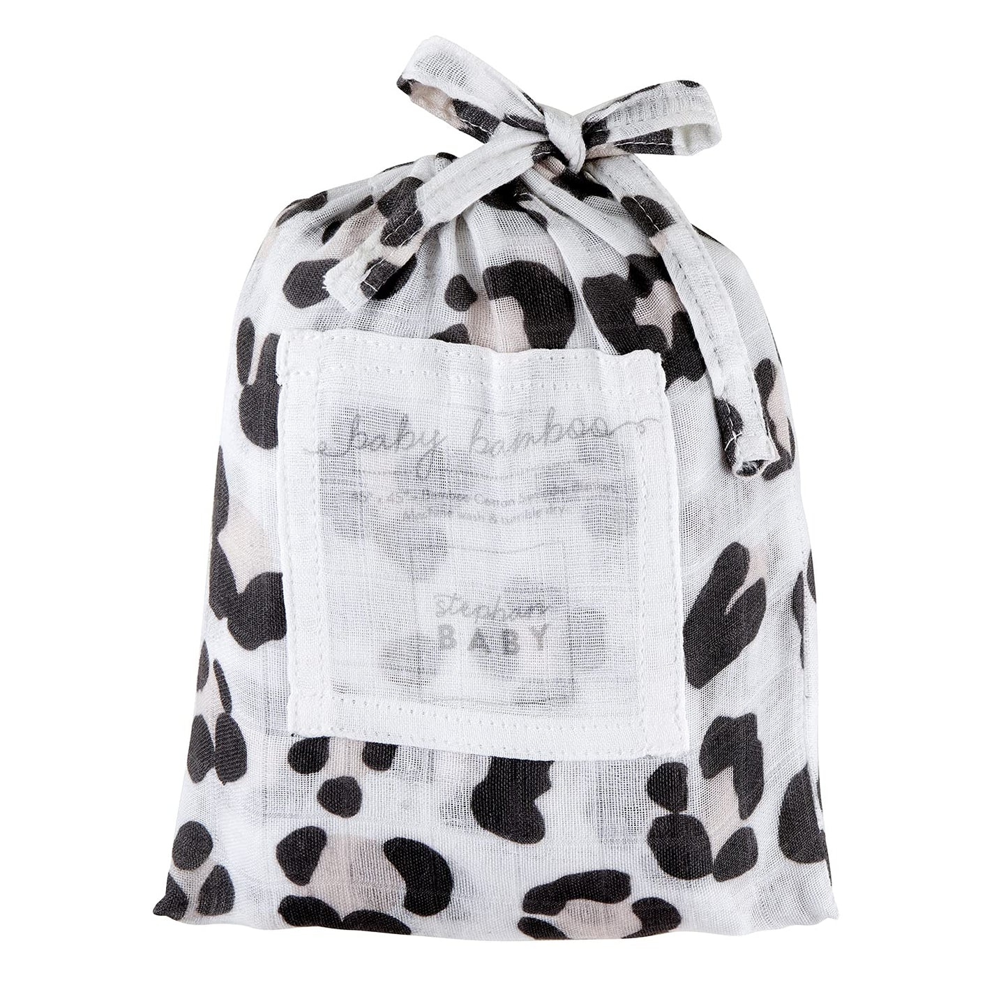 White Swaddle Blanket in Cheetah Print in Pink and Black Spots | 45" x 45" | Baby Infant Toddler Gifts