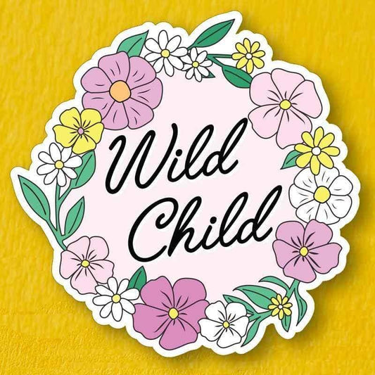 Wild Child Die Cut Vinyl Sticker | Decorative Floral Decal