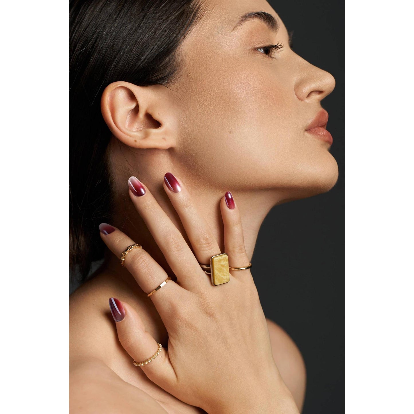Wine Frost Press-On Nails | Burgundy Chrome Gradient Nails | Reusable & Non-Toxic