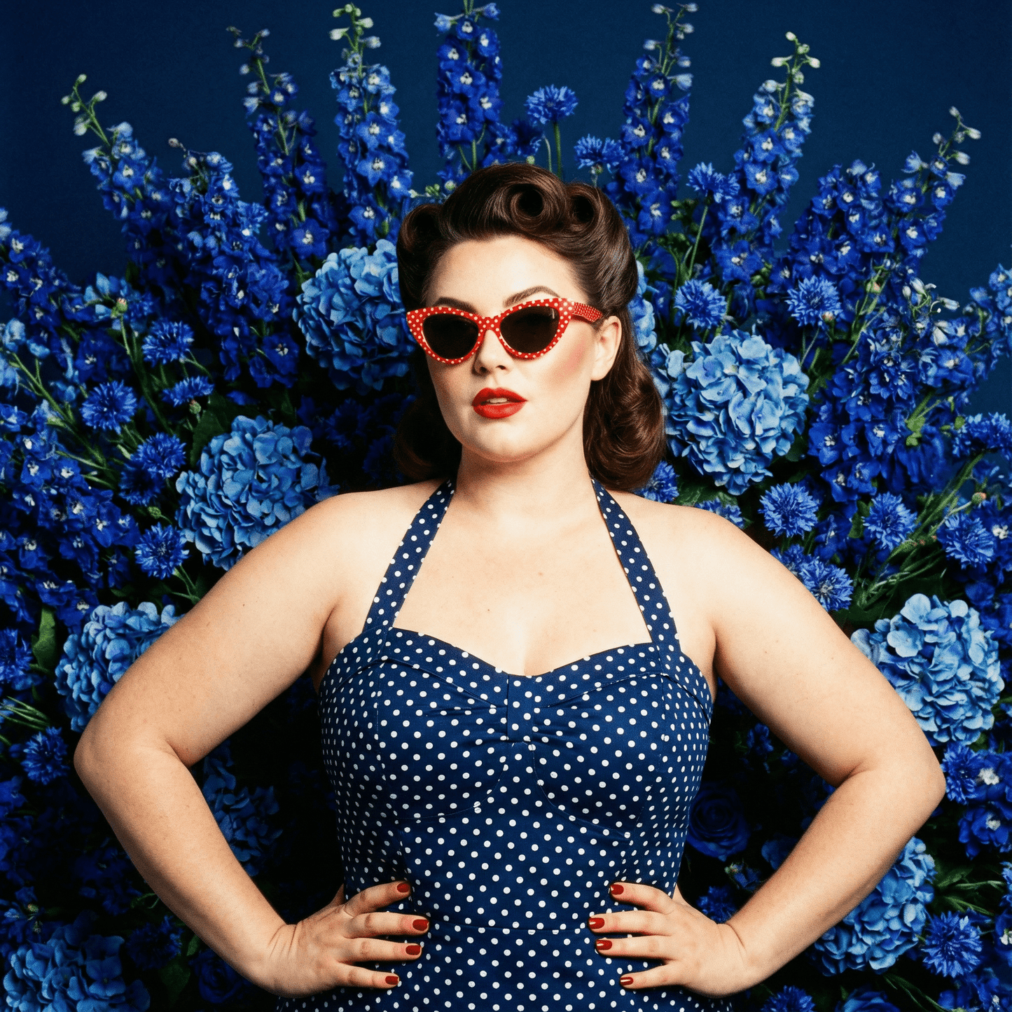 Women's Retro Rockabilly Polka Dot Cat Eye Sunglasses