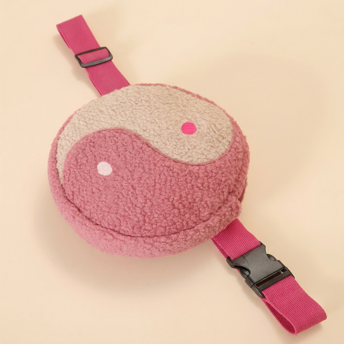 Yin Yang Crossbody Bag in Pink Plush | Crossbody Purse with Hot Pink Strap