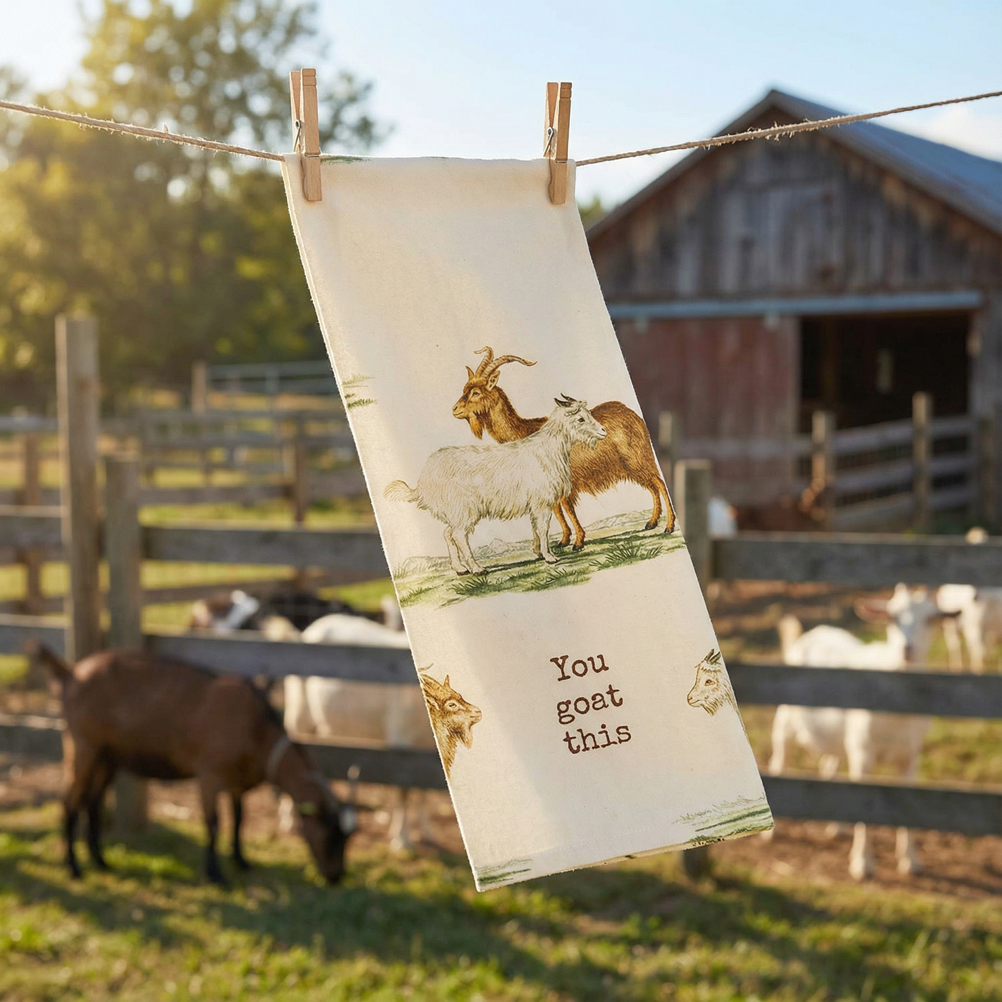 You Goat This Dish Cloth Towel | Cotten Linen Novelty Tea Towel | Cute Kitchen Hand Towel | 18" x 28"