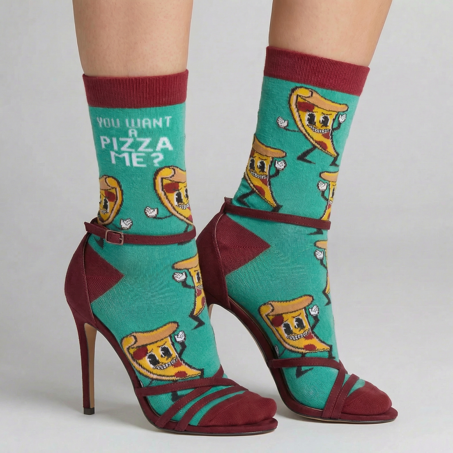 You Want A Pizza Me? Socks | Retro Food Pun Novelty Socks | Gift for Pizza Lovers